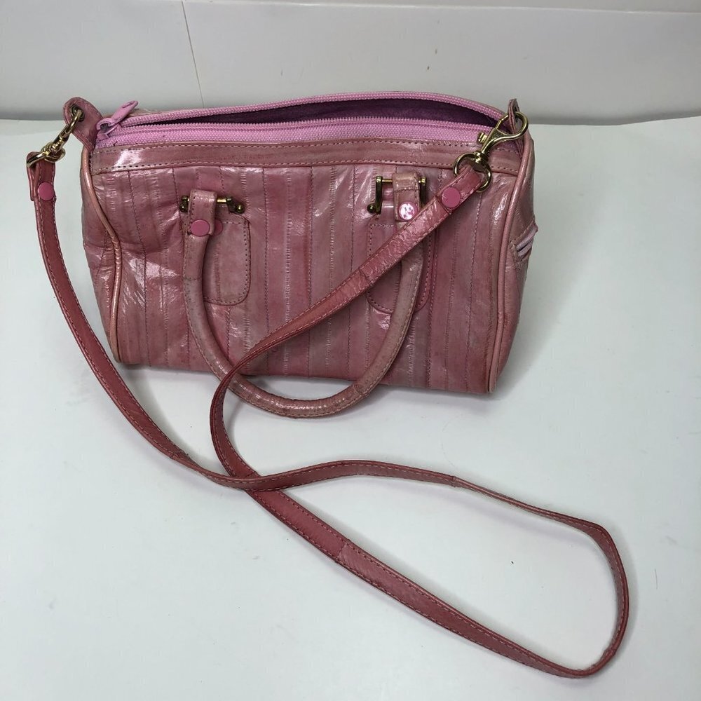 VINTAGE Pink Leather Mini Shoulder Bag Satchel